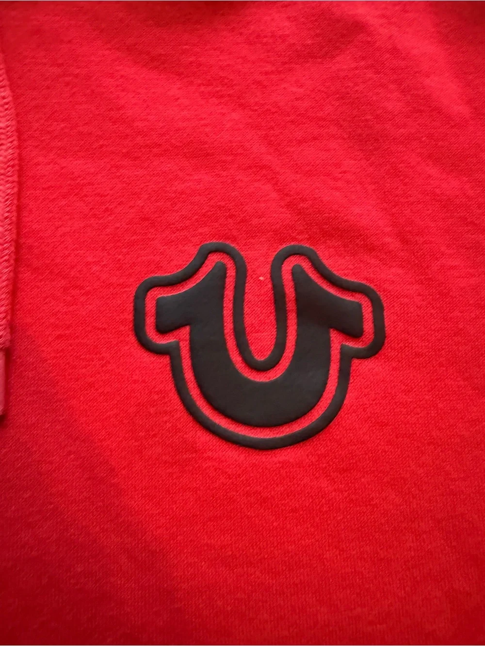 True Religion Red Pullover with Black Logo Print